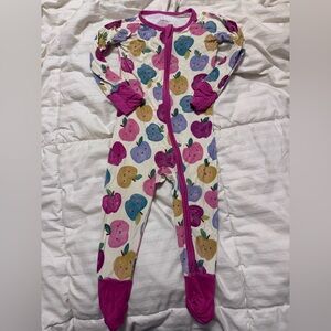 Little Sleepies Pink and Purple Apple Print Footie